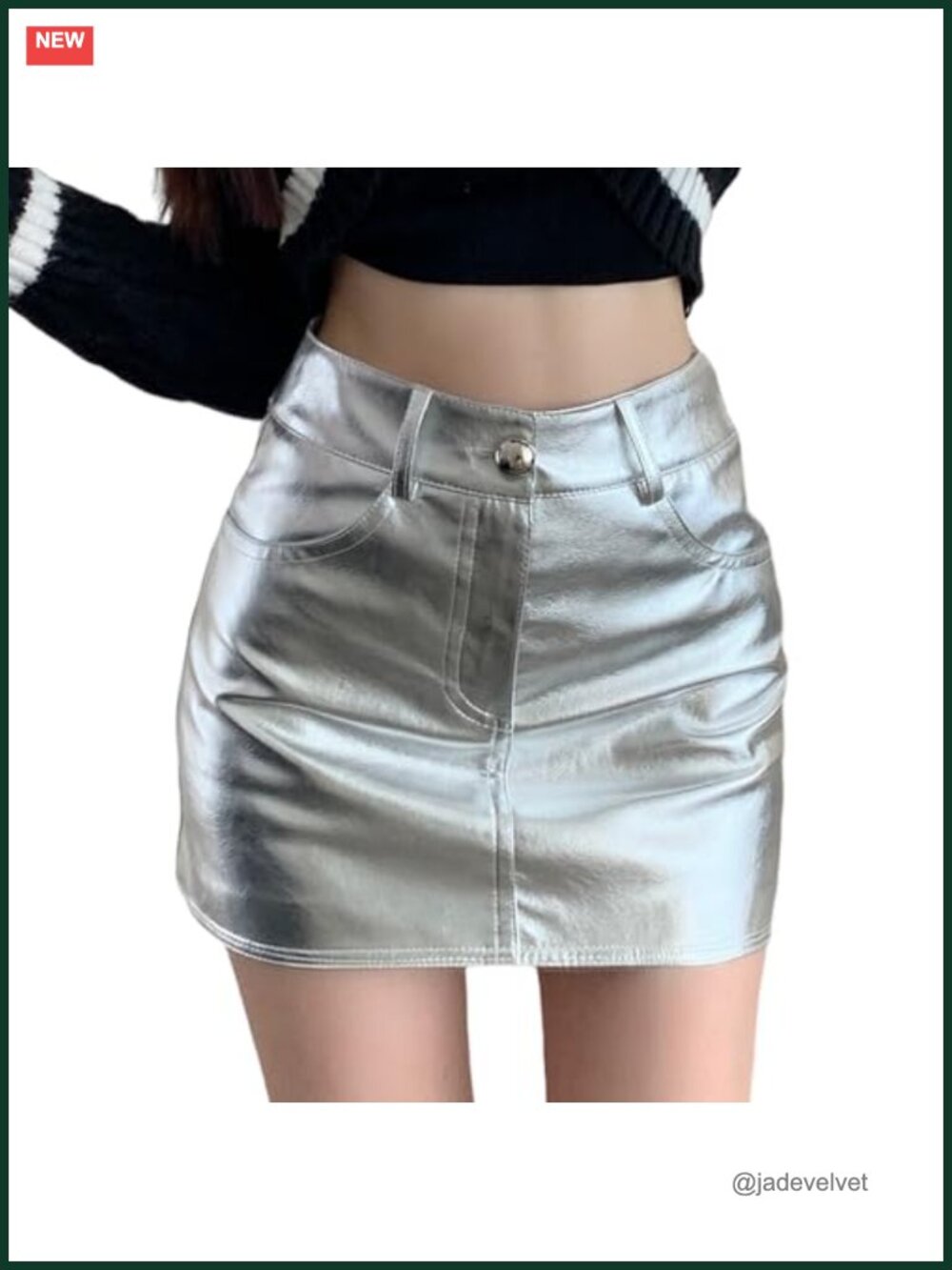 Metallic Mini Skirt High Waist Bodycon Stretchy Y2K Party Rave Skirt